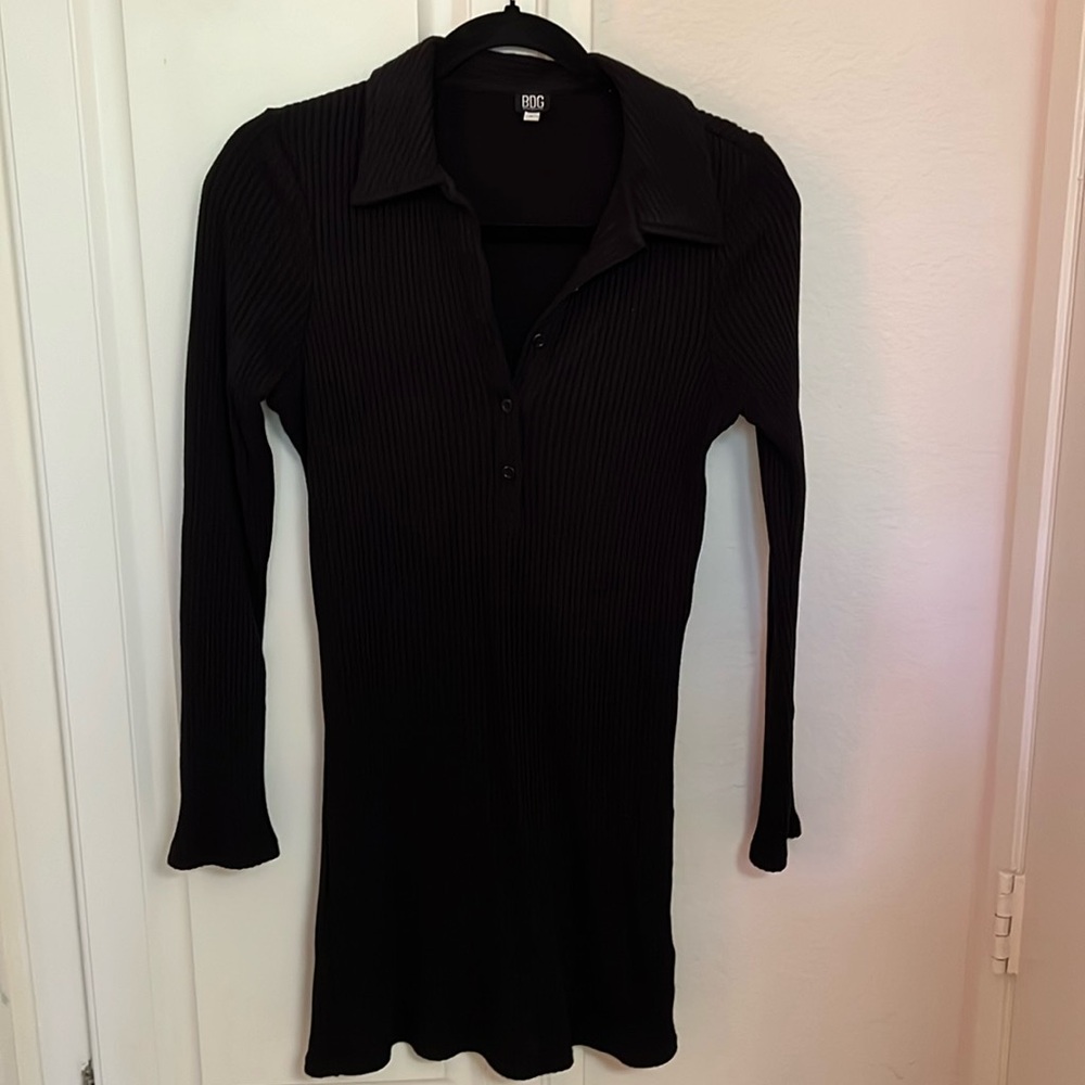 Mini black long sleeve dress